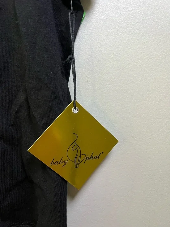 Baby Phat Black Tee with Silver Rhinestone Cat Logo - Picture 7 of 9